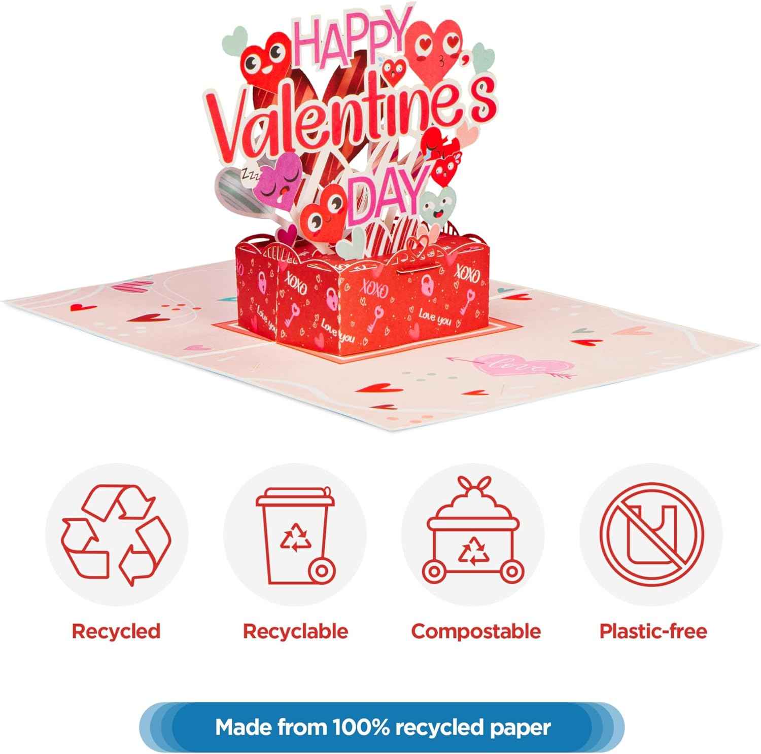 Happy Valentines Day Pop Up Card -  5" x 7"