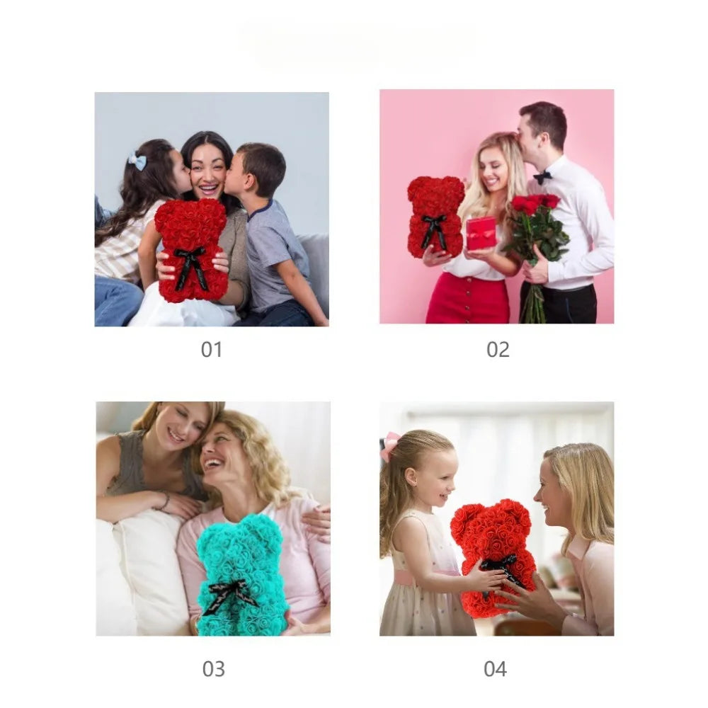 Rose Flower Bear with Box