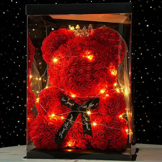 Rose Flower Bear with Box