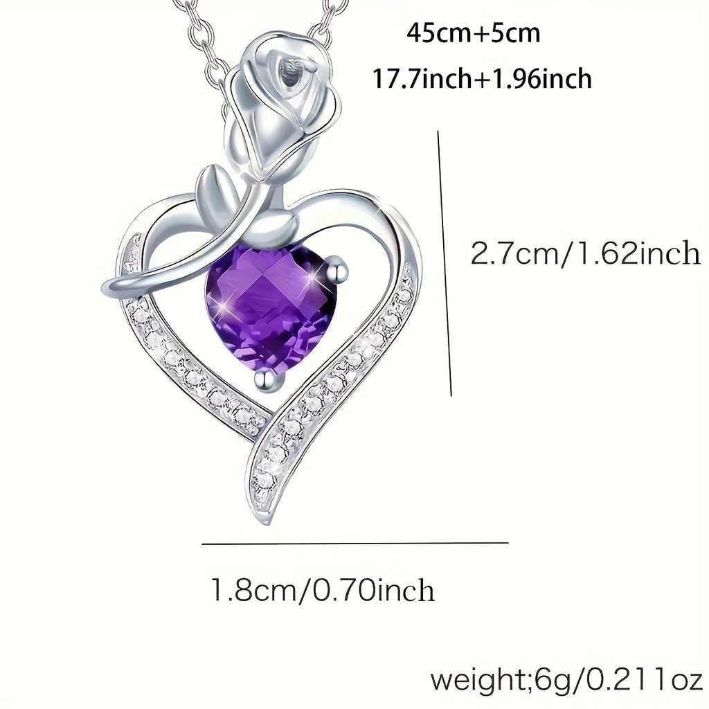 Rose Heart Pendant Necklace