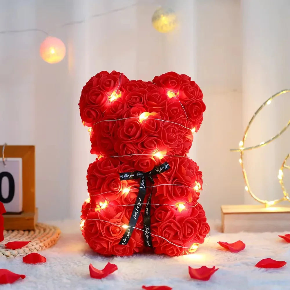 Rose Flower Bear with Box