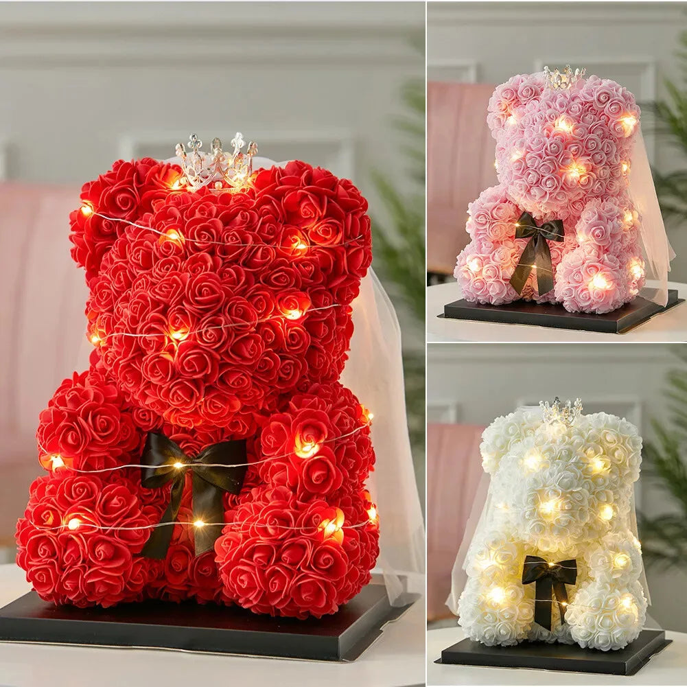 Rose Flower Bear with Box