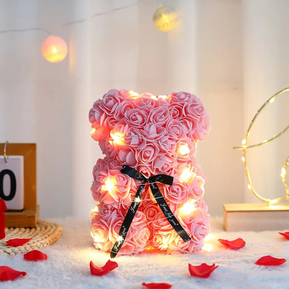 Rose Flower Bear with Box