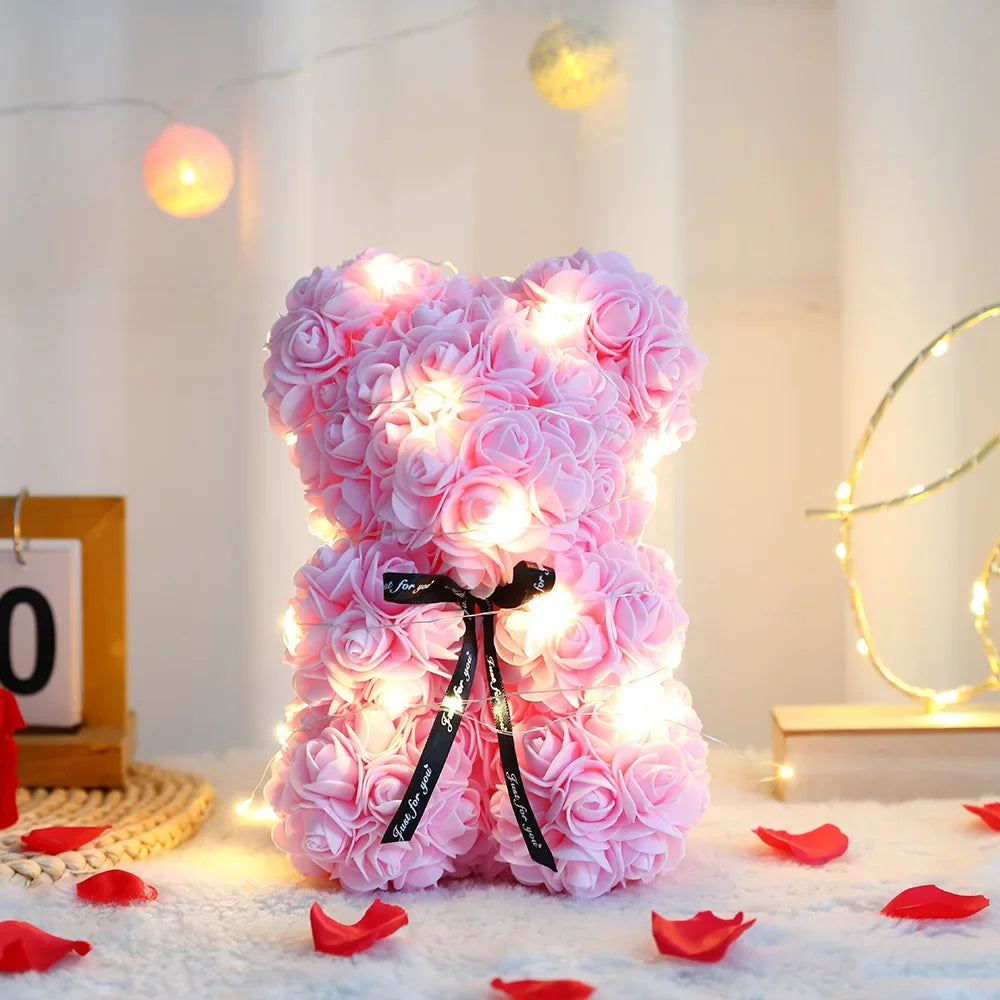 Rose Flower Bear with Box