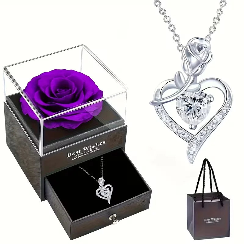 Rose Heart Pendant Necklace