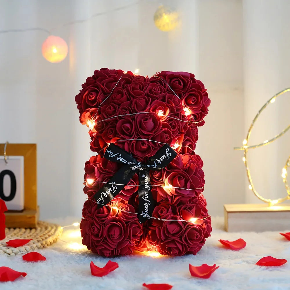 Rose Flower Bear with Box