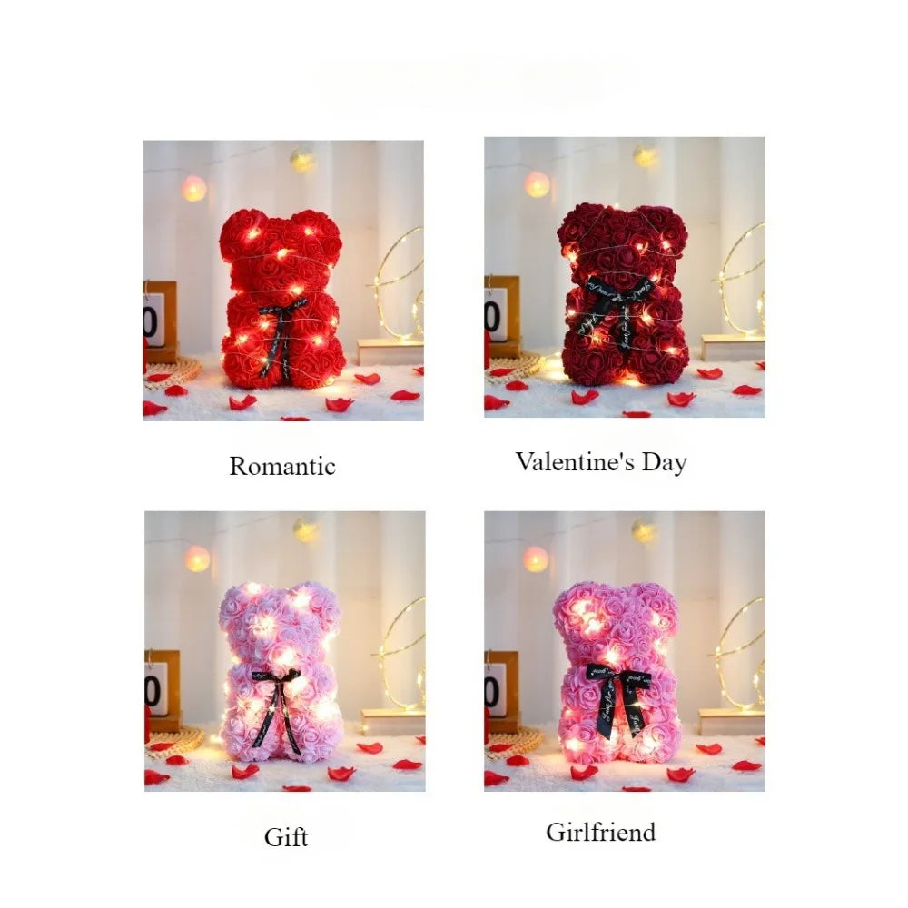 Rose Flower Bear with Box