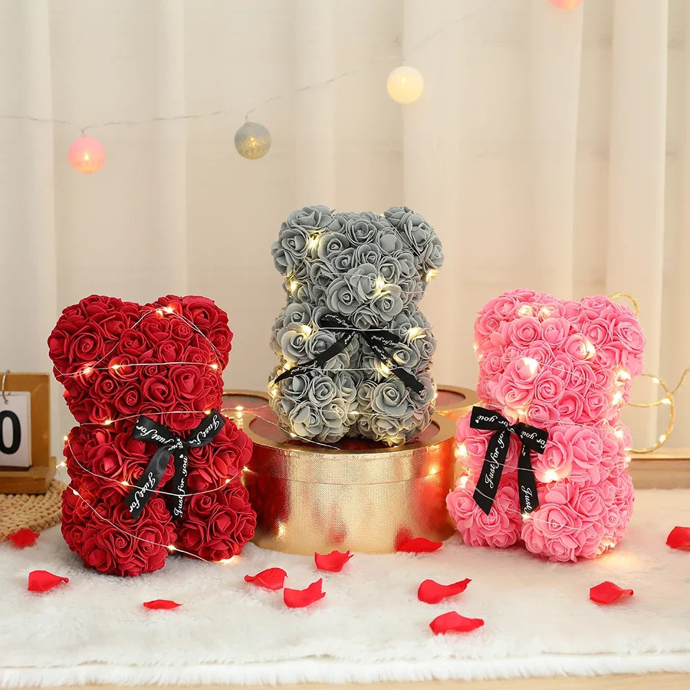 Rose Flower Bear with Box