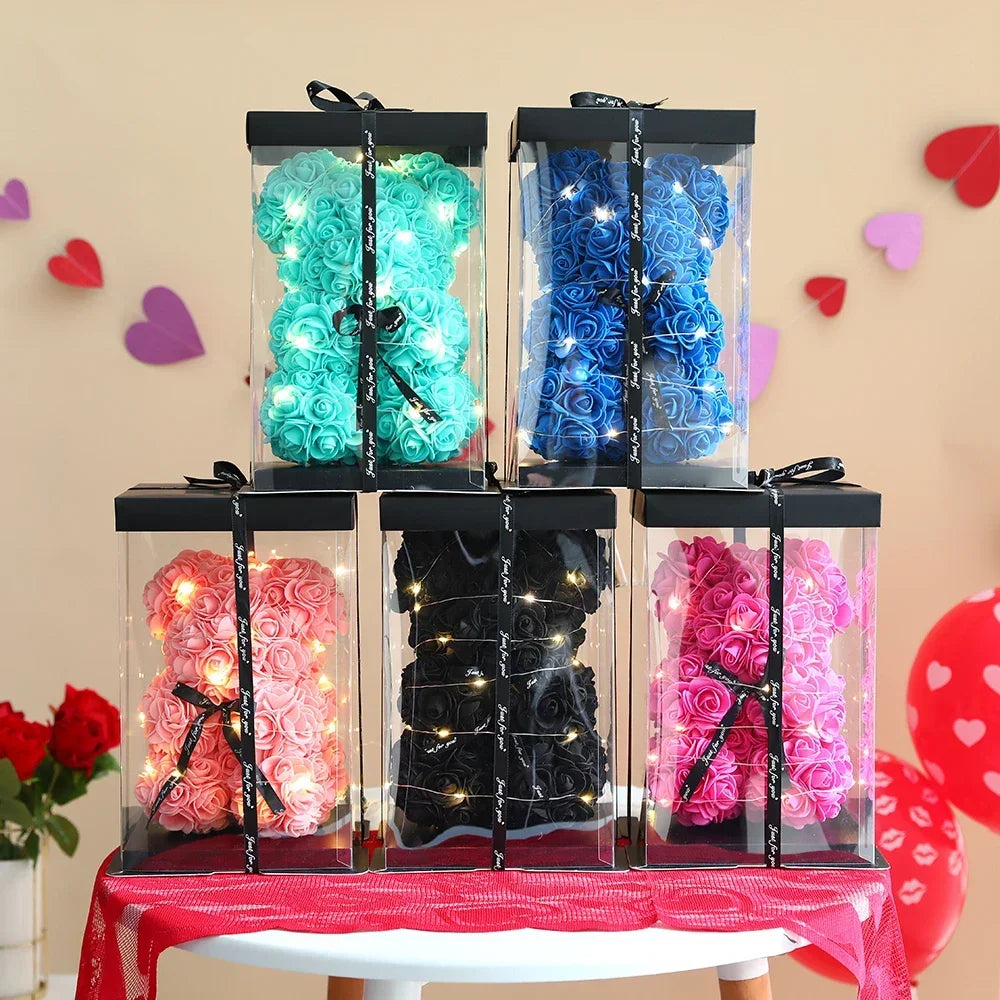 Rose Flower Bear with Box