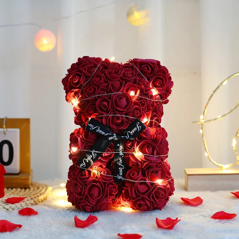 Rose Flower Bear with Box